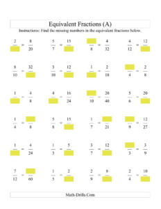 4th Grade Math Equivalent Fractions Worksheets Worksheets Free Download