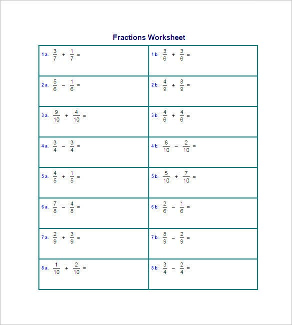 15 Adding And Subtracting Fractions Worksheets Free PDF Documents 