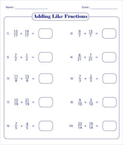 23 Sample Adding Fractions Worksheet Templates Free PDF Word
