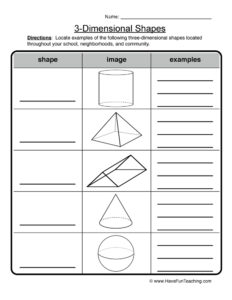 3 Dimensional Shapes Worksheet Have Fun Teaching