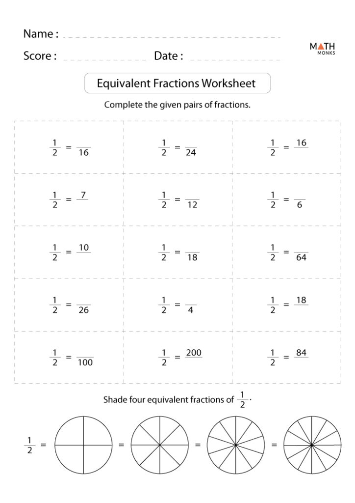 Equivalent Fractions Worksheets Math Monks