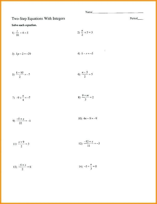 Solving Multi Step Equations With Fractions And Decimals Worksheet Pdf